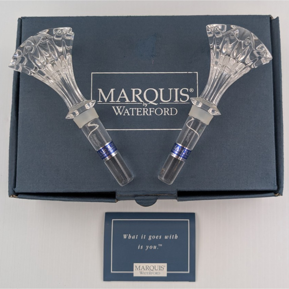 Marquis By Waterford Brookside Lead Crystal Wine Stopper Set of 2 in Box Austria